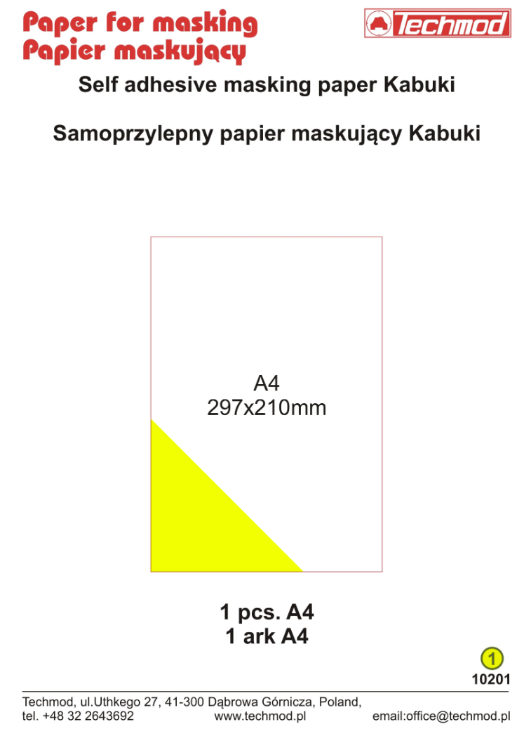 Papier de masquage autocollant Techmod 10201 Kabuki 