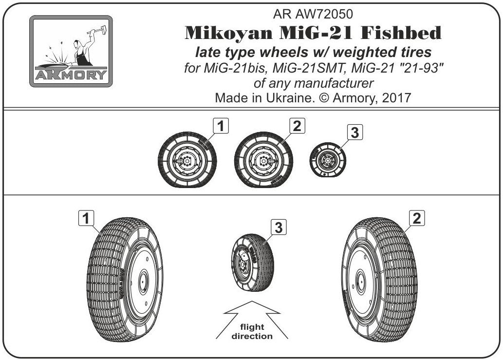 Armory Models AW72050 Mikoyan MiG-21 Fishbed wheels w/ weighted tires, late 1/72 – imagen 6