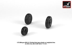 Armory Models AW72050 Mikoyan MiG-21 Fishbed wheels w/ weighted tires, late 1/72