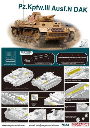 Dragon 7634 SPz.Kpfw.III Ausf. N DAK w/Neo Track 1/72 – imagen 2