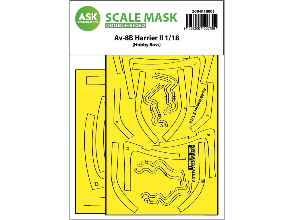Art Scale Kit M18001 Av-8B Harrier II Double-Sided Express Fit Mask for Hobby Boss 1/18