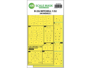 Art Scale Kit M32034 B-25J Mitchell Double-Sided Mask for HK Models 1/32