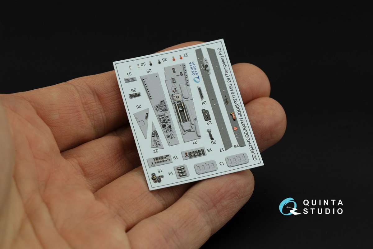 Intérieur imprimé en 3D et coloré sur papier décalcomanie pour MiG-29A de l&amp;#39;OTAN (Trumpeter), par Quinta Studio QD32176, échelle 1/32  – image 4