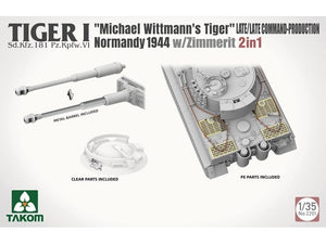 Takom 2201 Tiger I Late Production w/zimmerit Normandy 1944 Sd.Kfz. 181 Pz.Kpfw. VI Ausf. E &amp;quot;Michael Wittmann&amp;#39;s Tiger&amp;quot;(Late/Late Command) 1/35 – imagen 6