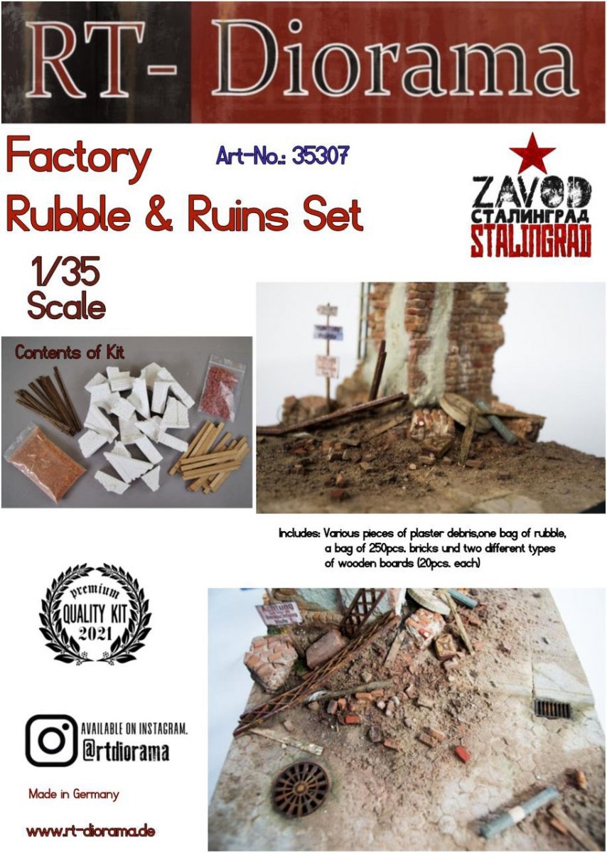 RT-Diorama 35307 Factory Rubble &amp; Ruins Set 1/35