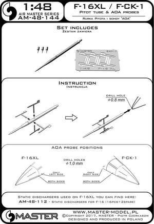 Master AM-48-144 F-16XL / F-CK-1 Prototypes Tube Pitot et sondes AOA (1/48) – image 4