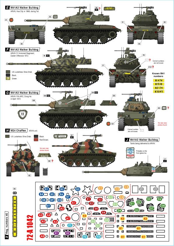 Star Decals 72-A1042 Vietnam 1. M24 Chaffee, M41 Walker Bulldog and M48A3 Patton inSouth Vietnamese army 1/72 – zdjęcie 2