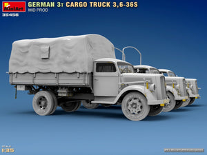 Miniart 35456 GERMAN 3T CARGO TRUCK 3,6-36S MID PROD 1/35 – immagine 8
