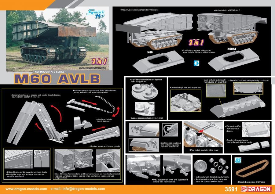 Dragon 3591 M60 AVLB Pont de lancement pour véhicule blindé 1/35