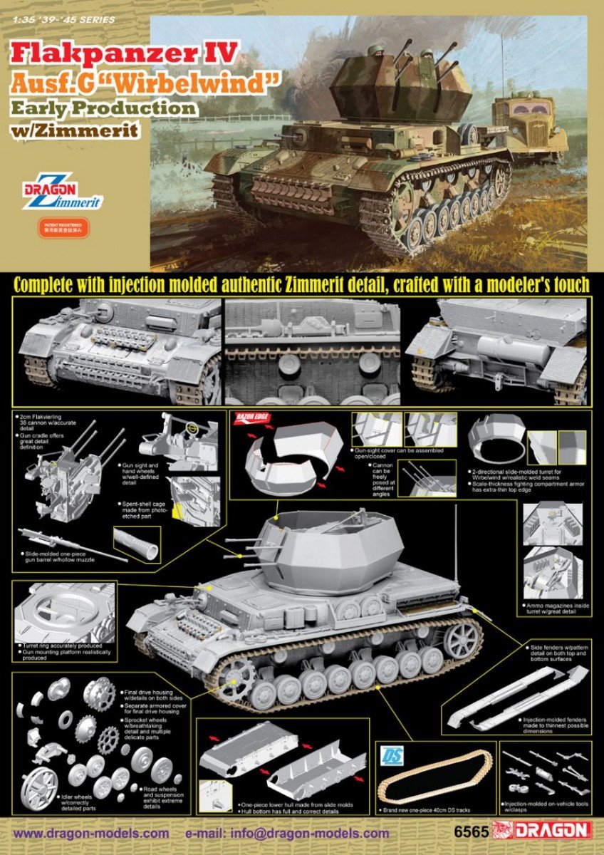 Dragon 6565 Flakpanzer IV Ausf.G Wirbelwind Early Production w/Zimm 1/35 – image 2