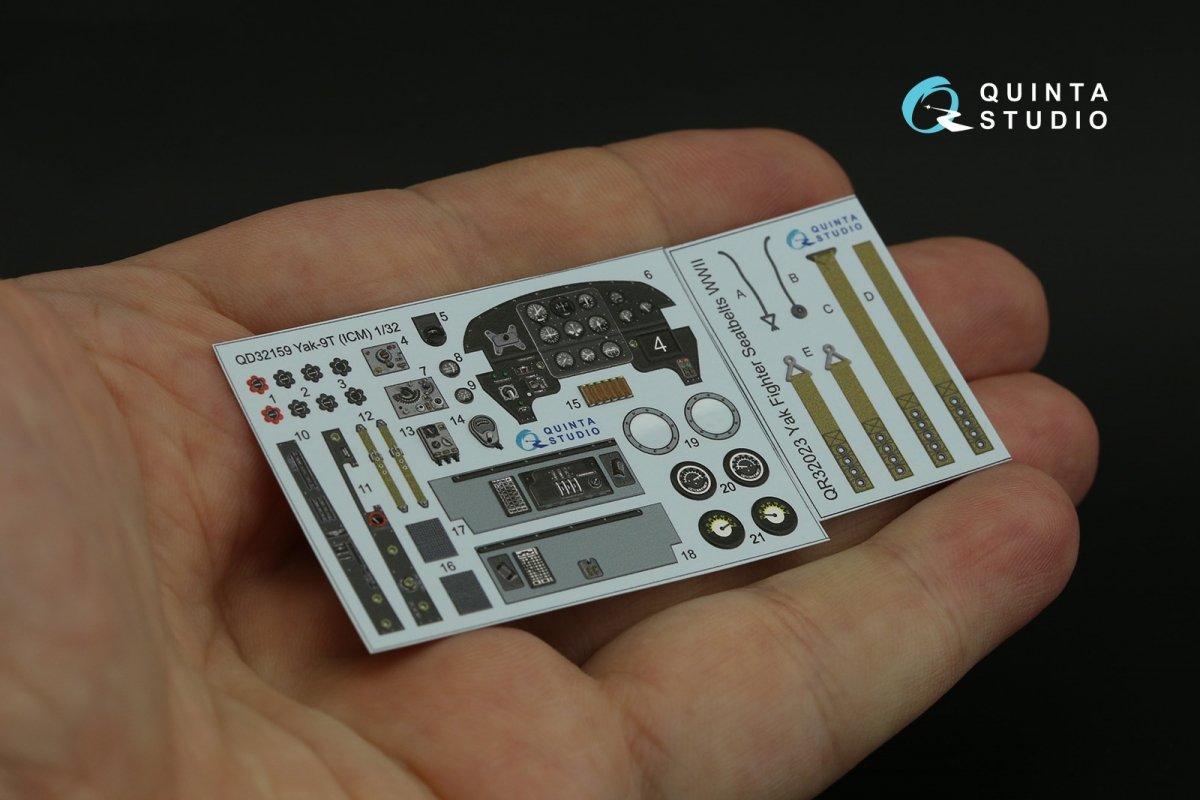 Quinta Studio QD32159 Yak-9 T/K 3D-Printed &amp;amp; coloured Interior on decal paper (ICM) 1/32 – imagen 6