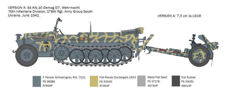 Italeri 6595 Sd. Kfz. 10 Demag D7 with 7,5 cm leIG 18 and crew 1/35 – imagen 3
