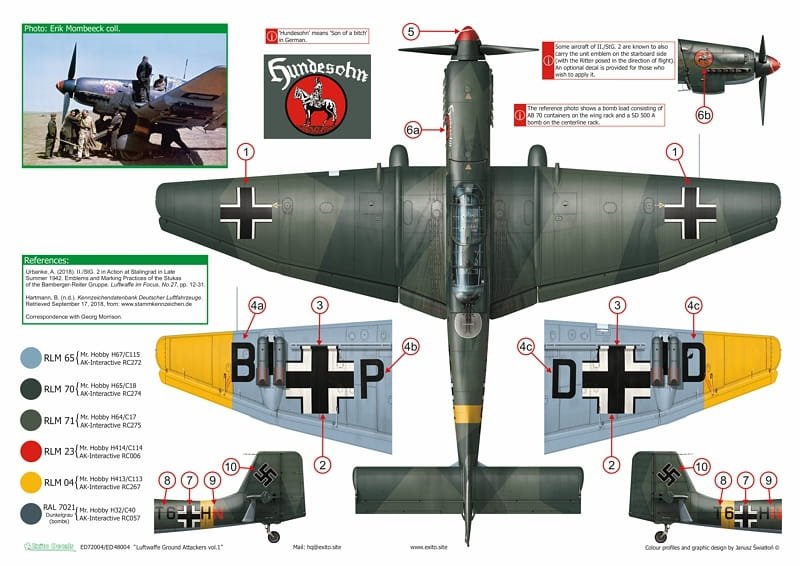 Exito ED72004 DECALS Luftwaffe Ground Attackers vol.1 - Ju 87 D-3, Hs 129, Fw 190F-8 1/72 – imagen 5