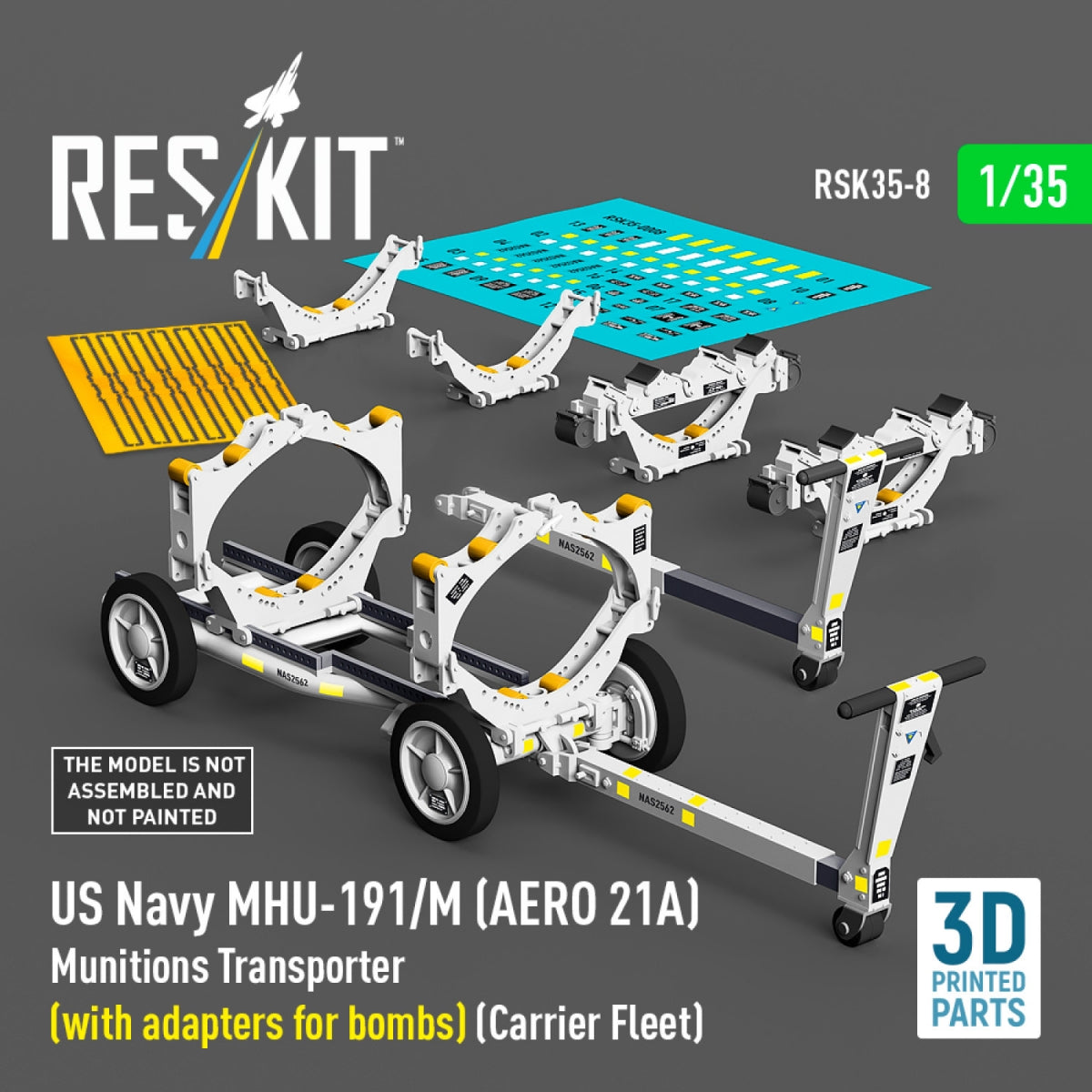 RESKIT RSK35-0008 US NAVY MHU-191/M (AERO 21A) Transporteur de munitions (avec adaptateurs pour bombes) (Flotte de porte-avions) (Maquette imprimée en 3D) 1/35 – image 2