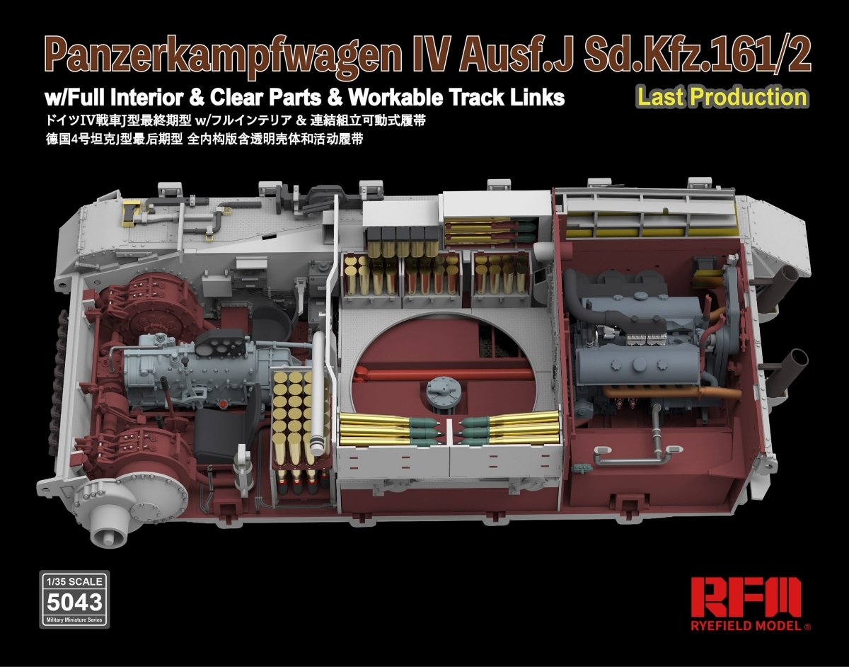 Rye Field Model 5043 Panzerkampfwagen IV Ausf.J Sd.Kfz.161/2 (w/full interior&amp;amp;clear parts&amp;amp;workle track links) 1/35 – Bild 8