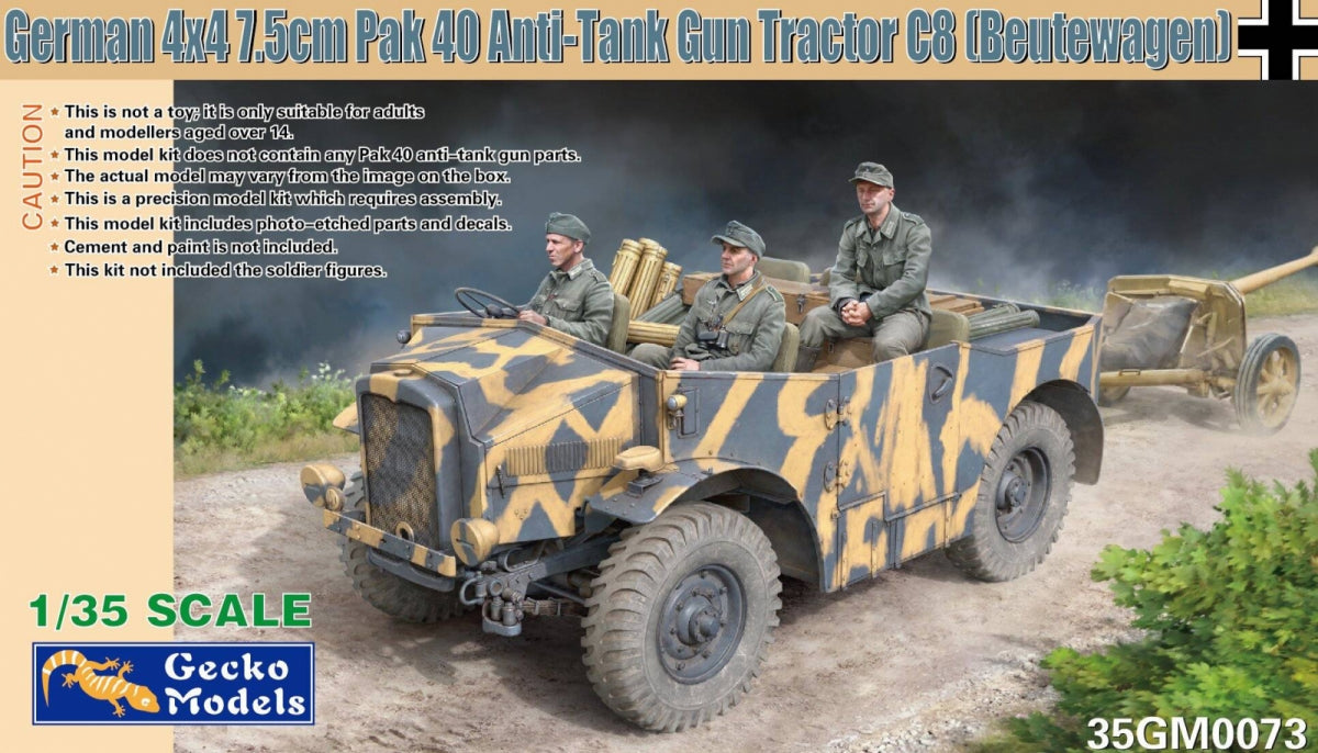 Gecko Models 35GM0073 Tracteur antichar allemand 4x4 7,5 cm Pak 40 C8 Beutewagen 1/35 