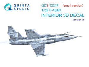 Quinta Studio QDS-32247 F-104C 3D-Printed &amp;amp; coloured Interior on decal paper (Italeri) (Small version) 1/32