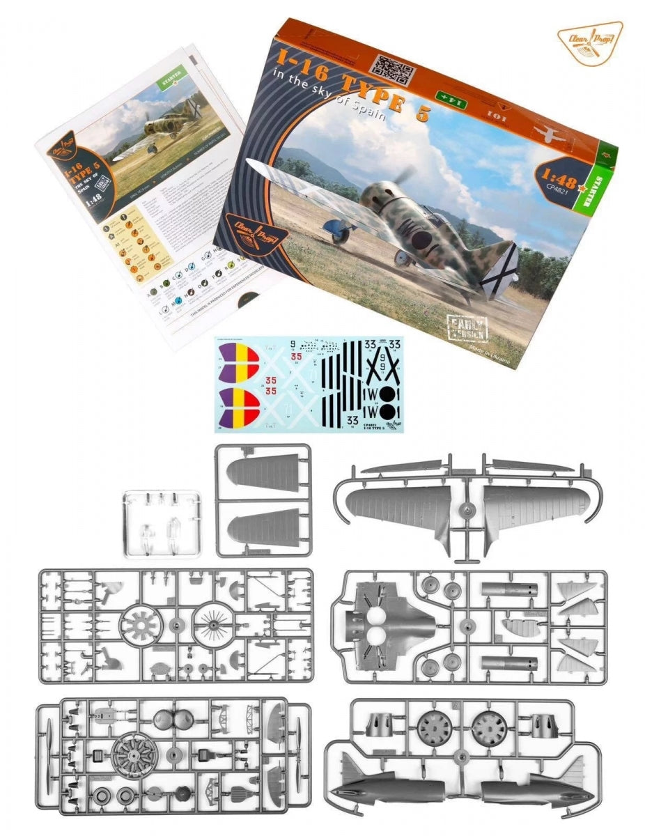 Clear Prop! CP4821 I-16 type 5 (in the sky of Spain early version) STARTER KIT 1/48 – imagen 2