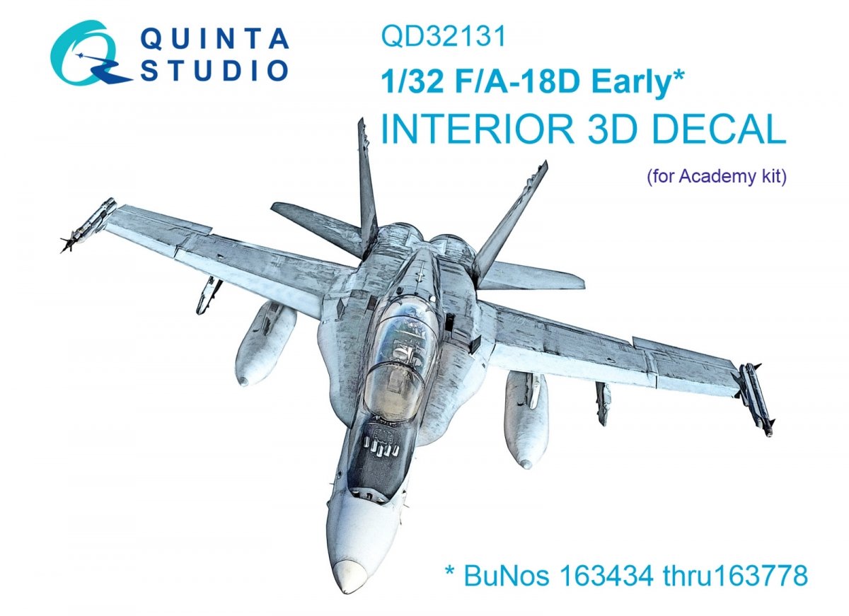 Quinta Studio QDS-32131 F/A-18D Early Intérieur imprimé en 3D et coloré sur papier décalcomanie (Academy) (Petite version) 1/32 