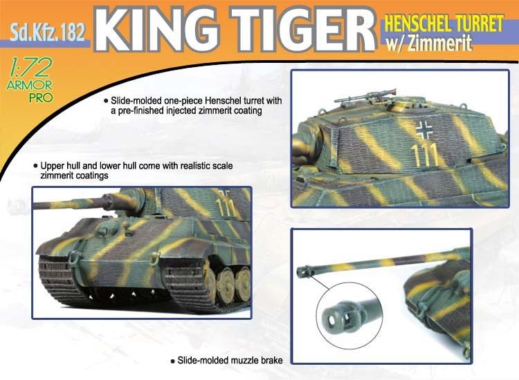 Dragon 7240 King Tiger Henschel Turret w/Zimm. 1/72 – Bild 3