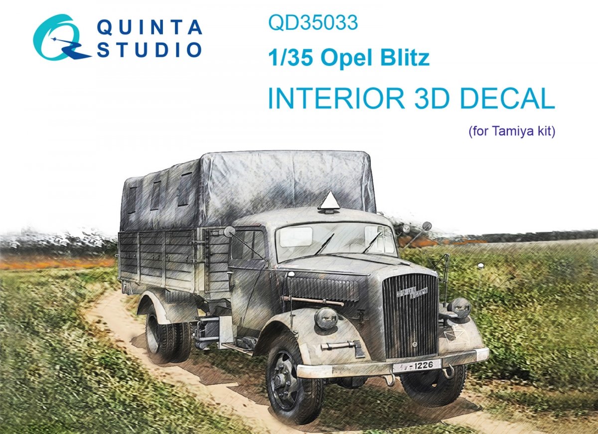 Quinta Studio QD35033 Opel Blitz 3D-Printed &amp;amp; coloured Interior on decal paper (Tamiya) 1/35