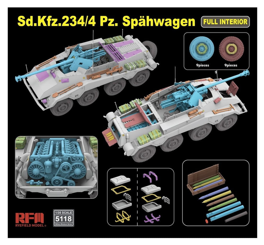 Modèle de champ de seigle 5118 Sd.Kfz. 234/4 pièces. Spähwagen avec intérieur complet 1/35 – image 4
