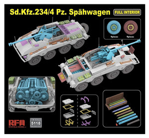 Modèle de champ de seigle 5118 Sd.Kfz. 234/4 pièces. Spähwagen avec intérieur complet 1/35 – image 4