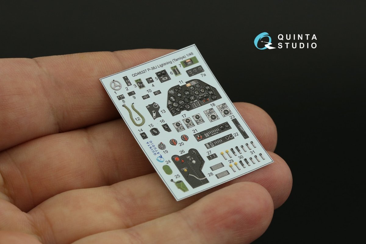Quinta Studio QD48327 P-38J 3D-Printed &amp;amp; coloured Interior on decal paper (Tamiya) 1/48 – imagen 4