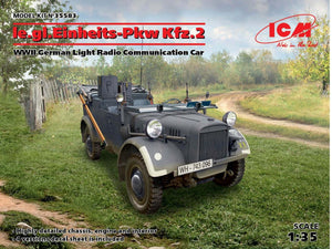 ICM 35583 le.gl.Einheitz-Pkw Kfz.2, voiture de communication radio légère allemande de la Seconde Guerre mondiale 1/35