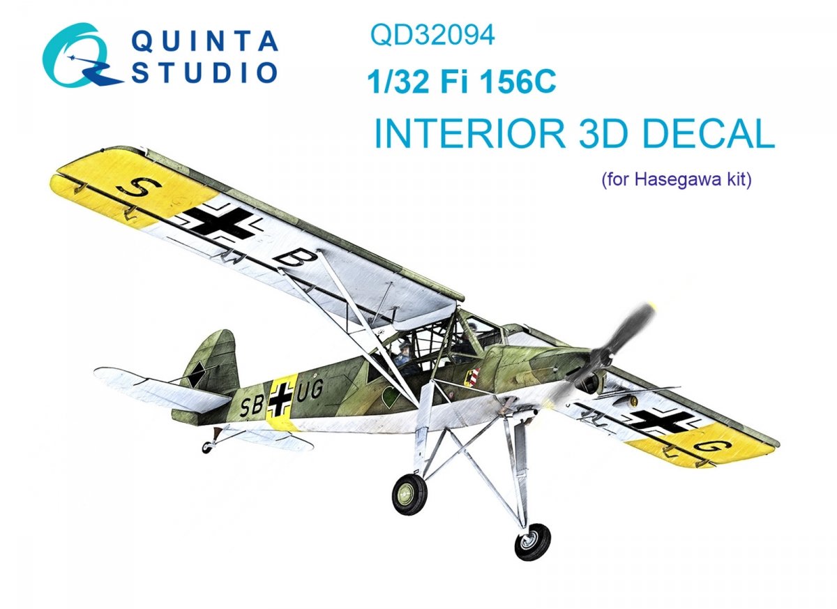 Intérieur imprimé en 3D et coloré sur papier décalcomanie Quinta Studio QD32094 Fi 156C (Hasegawa) 1/32