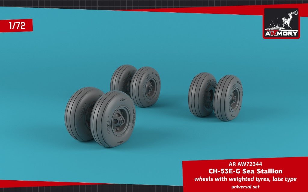 Armory Models AW72344 CH-53 Sea Stallion wheels w/ weighted tires, late 1/72 – immagine 3