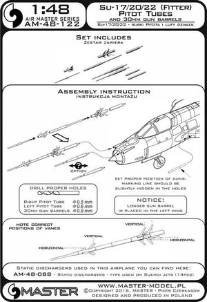 Master AM-48-122 Su-17, Su-20, Su-22 (Fitter) - Pitot Tubes and 30mm gun barrels 1/48 – Bild 4