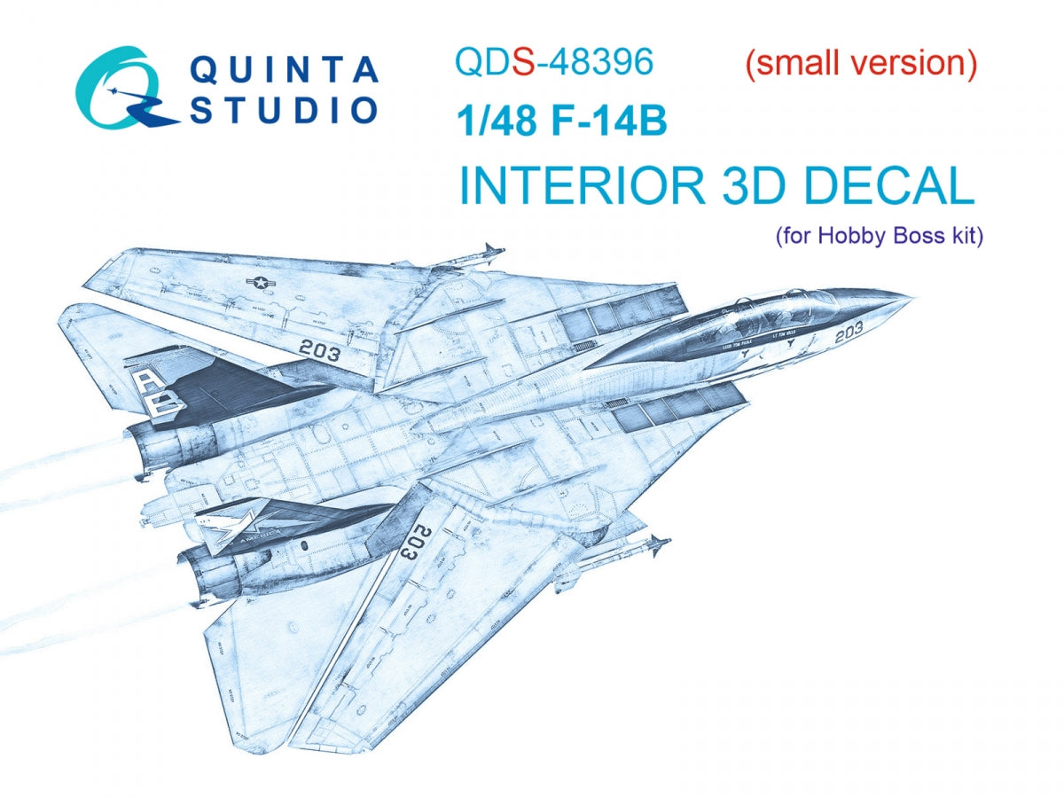 Quinta Studio QDS-48396 F-14B 3D-Printed coloured Interior on decal paper (Hobby Boss) (Small version) 1/48