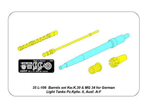 Aber 35L-106N Barrels set KwK.30 &amp;amp; MG 34 for Pz.Kpfw. II, Ausf. AF (1/35) – image 8