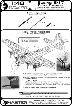 Master AM-48-138 Boeing B-17 Flying Fortress Machine gun barrels set 1/48 – immagine 4