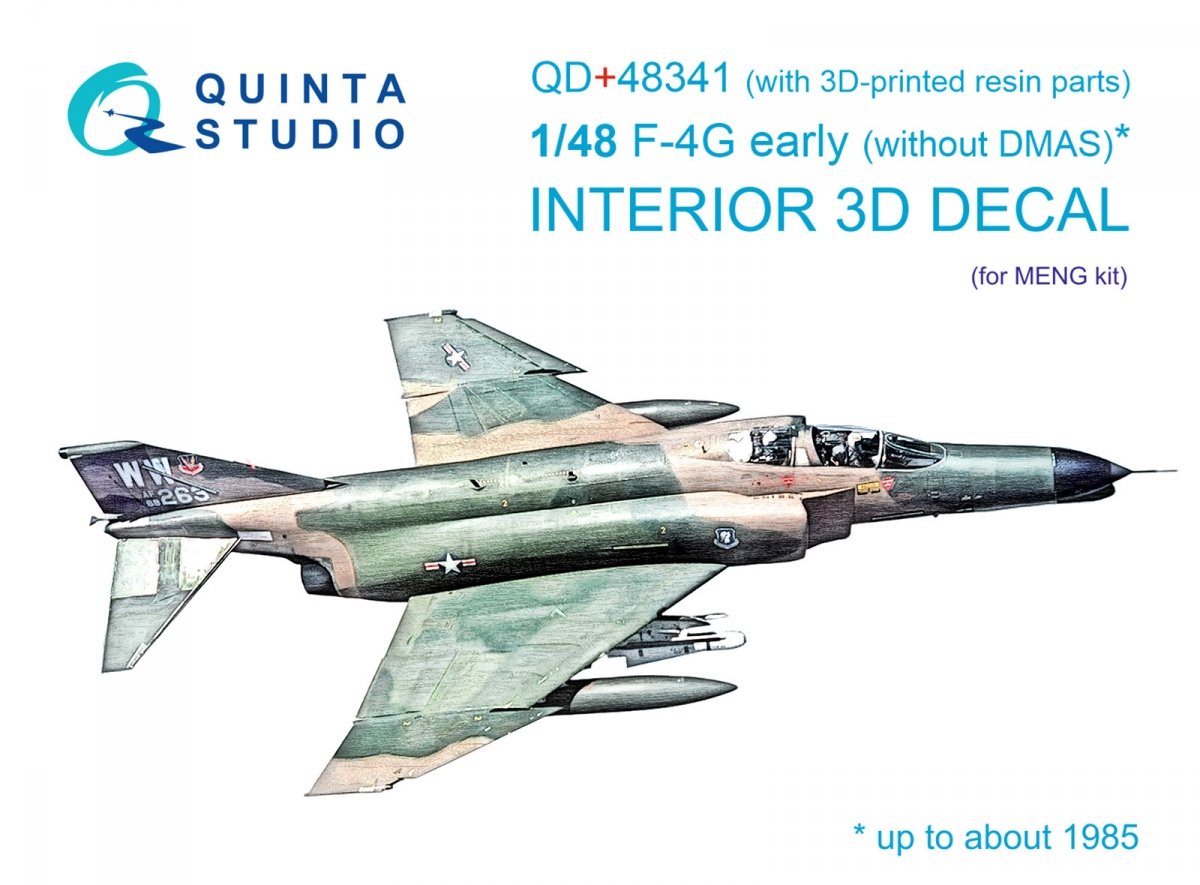 Intérieur imprimé en 3D et coloré sur papier décalcomanie (Meng) pour F-4G (Quinta Studio QD+48341) (avec pièces en résine imprimées en 3D) 1/48