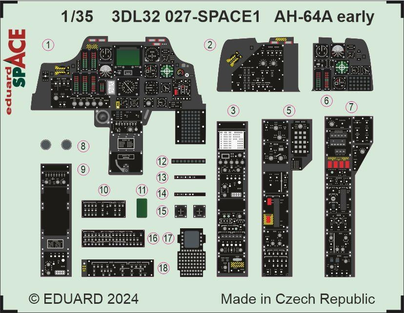 Eduard 3DL32027 AH-64A early SPACE TRUMPETER 1/32
