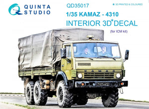 Quinta Studio QD35017 KAMAZ 4310 3D-Printed &amp;amp; coloured Interior on decal paper (for ICM kit) 1/35
