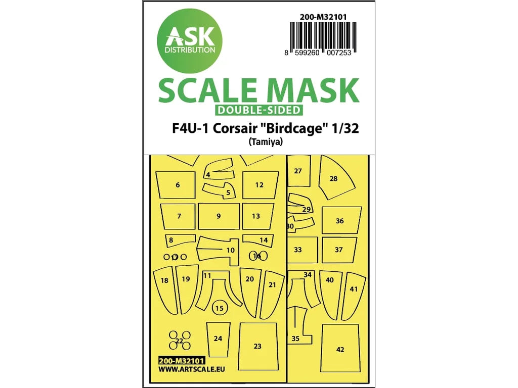 Art Scale Kit M32101 F4U-1 Corsair Birdcage Double-Sided Express Fit Mask for Tamiya 1/32
