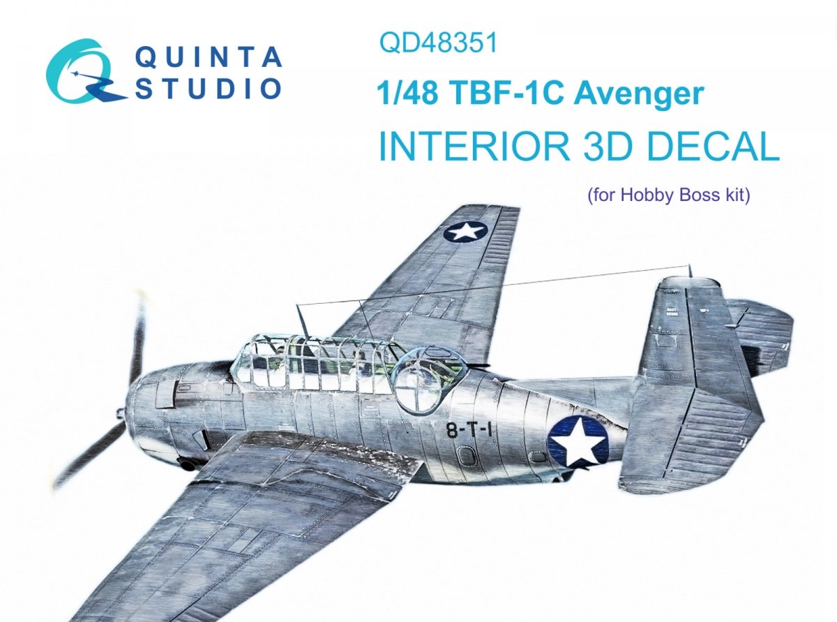 Intérieur imprimé en 3D et coloré sur papier décalcomanie Quinta Studio QD48351 TBF-1C (Hobby Boss) 1/48