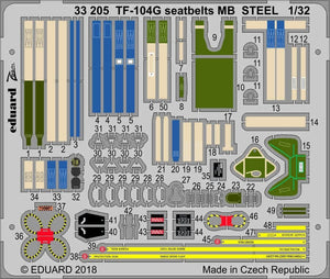 Ceintures de sécurité Eduard 33205 TF-104G MB STEEL ITALERI 1/32