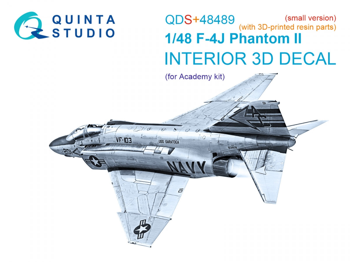 Quinta Studio QDS+48489 F-4J Phantom II 3D-Printed &amp;amp; coloured Interior on decal paper (Academy) (Small version) (with 3D-printed resin parts) 1/48