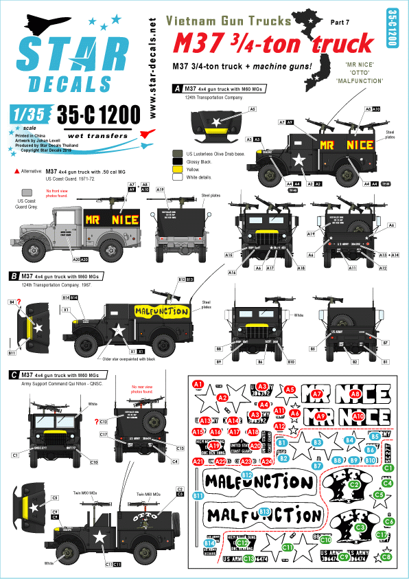 Star Decals 35-C1200 Camions armés du Vietnam 7 1/35