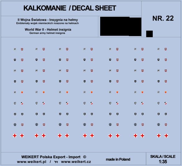 Weikert Decals DEC222 German Helmet Emblems - WAFFEN SS - vol. 22 1/35