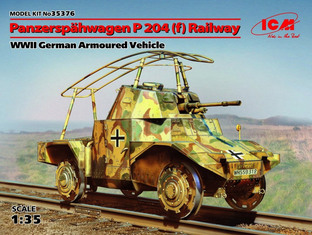 ICM 35376 Panzerspahwagen P 204 (f) Railway, véhicule blindé allemand de la Seconde Guerre mondiale (1/35)