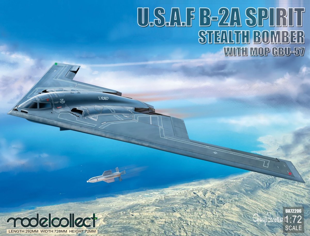 Modelcollect UA72206 USAF B-2A Spirit Stealth Bomber with Mop GBU-57 1/72