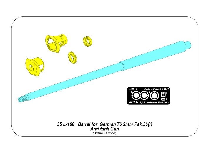 Aber 35L-166 Barrel for German 76,2mm Pak 36(r) Anti-tank Gun Fit to BRONCO model 35056 1/35 – imagen 2