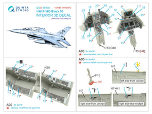 Quinta Studio QDS-48408 F-16D block 50 3D-Printed &amp;amp; coloured Interior on decal paper (Kinetic 2022 tool) (small) 1/48 – imagen 2