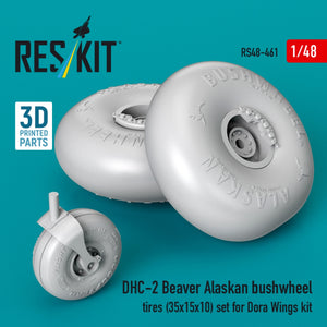 RESKIT RS48-0461 DHC-2 Beaver Alaskan bushwheel tires (35x15x10) set for Dora Wings kit (3D Printed) 1/48