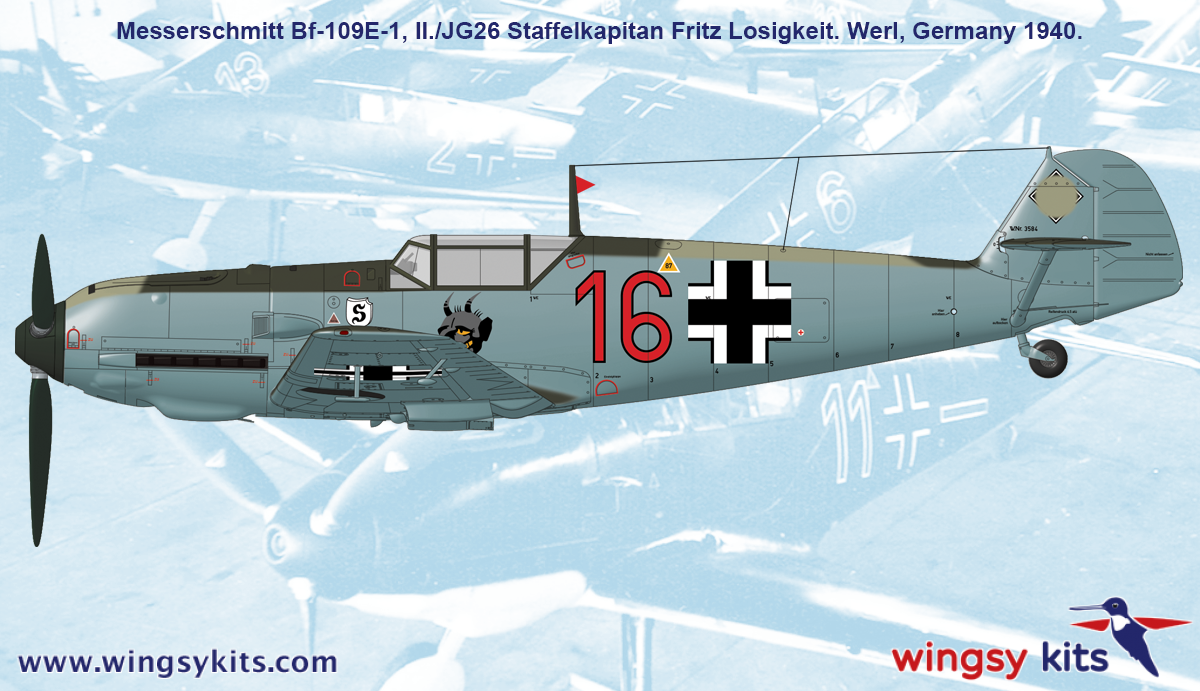 Wingsy Kits D5-07 German WWII Fighter MESSERSCHMITT Bf 109 E-1 1/48 – zdjęcie 15